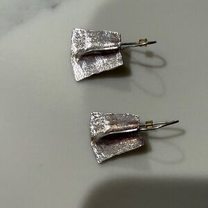 Silpada Silver Textured Folded Drop Earrings